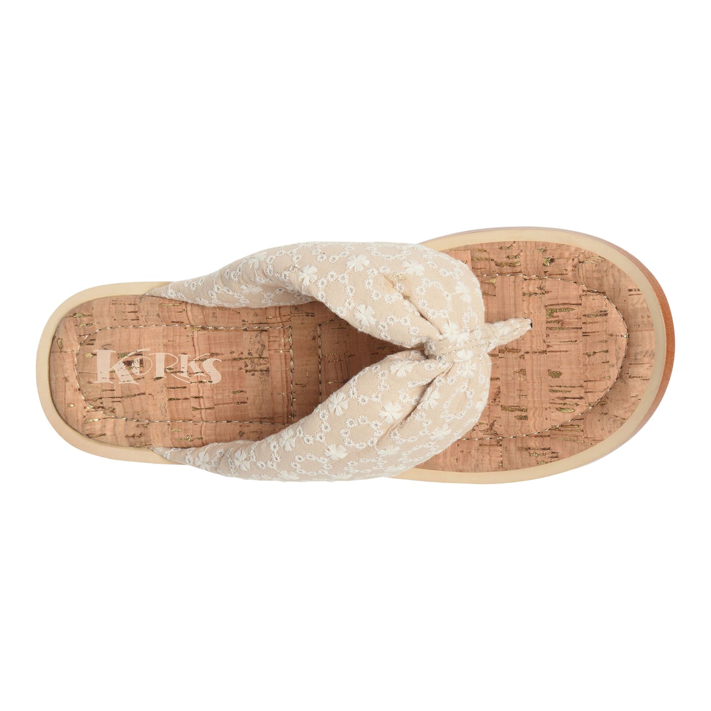 Peltz Shoes  Women's KORKS Poppy Sandal Cream KR0012579