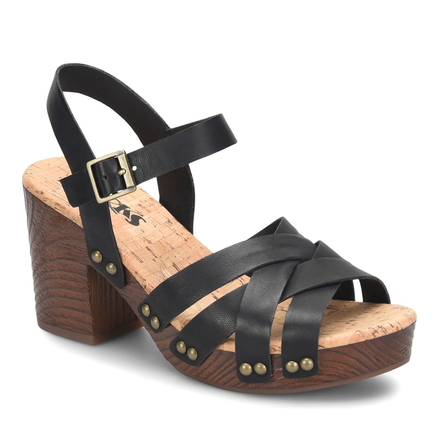 Peltz Shoes  Women's KORKS Naomi Sandal Black KR0013609