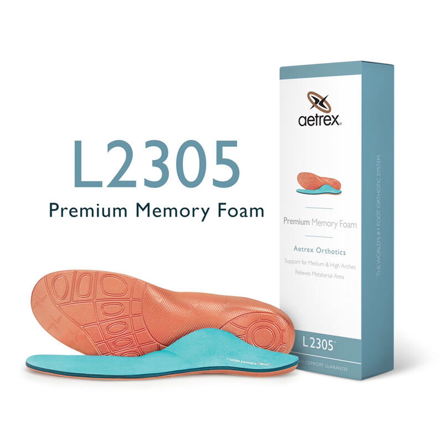 Peltz Shoes  Men's Aetrex Premium Memory Foam Orthotics with Metatarsal Support BROWN L2305M