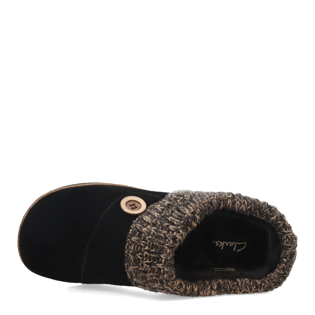 Women's Clarks Knit Collar Slipper Clog BLACK LB1031-201