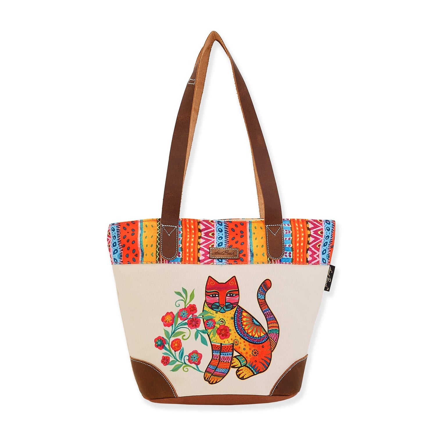 Peltz Shoes  Women's Laurel Burch Maya Medium Tote Ivory Multi LB8251