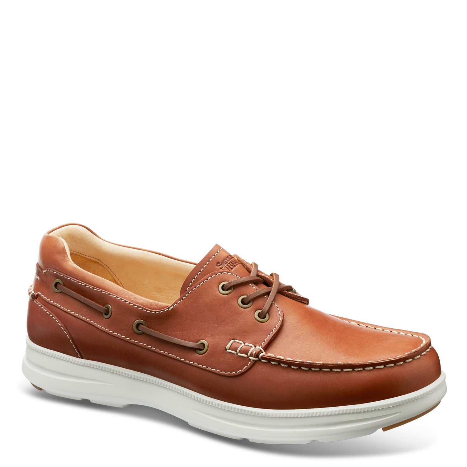Peltz Shoes  Men's Samuel Hubbard New Endeavor Boat Shoe TAN M1500-105
