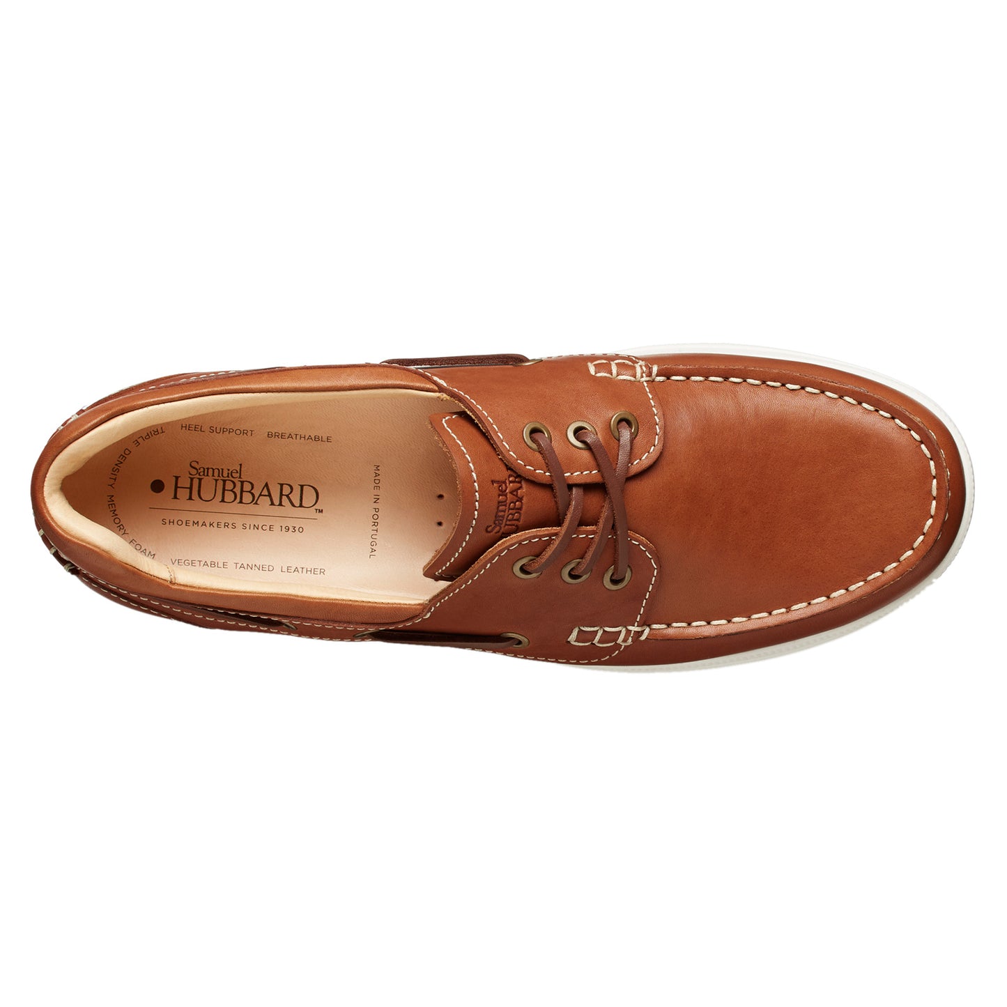 Peltz Shoes  Men's Samuel Hubbard New Endeavor Boat Shoe TAN M1500-105