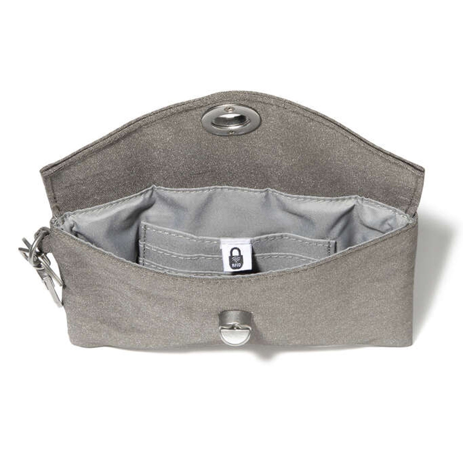 Peltz Shoes  Women's Baggallini On The Go Envelope Case Sterling Shimmer MDE744-STERLING
