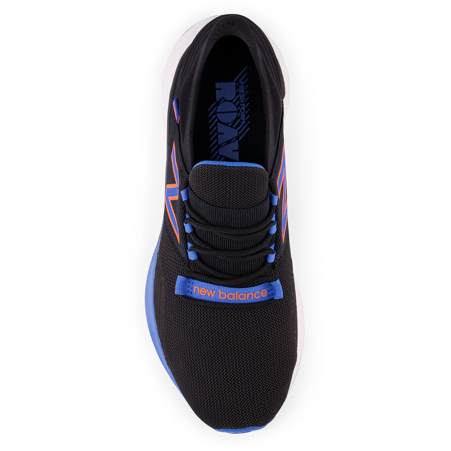 Peltz Shoes  Men's New Balance Fresh Foam Roav Running Shoe BLACK/SERENCE BLUE MROAVBS