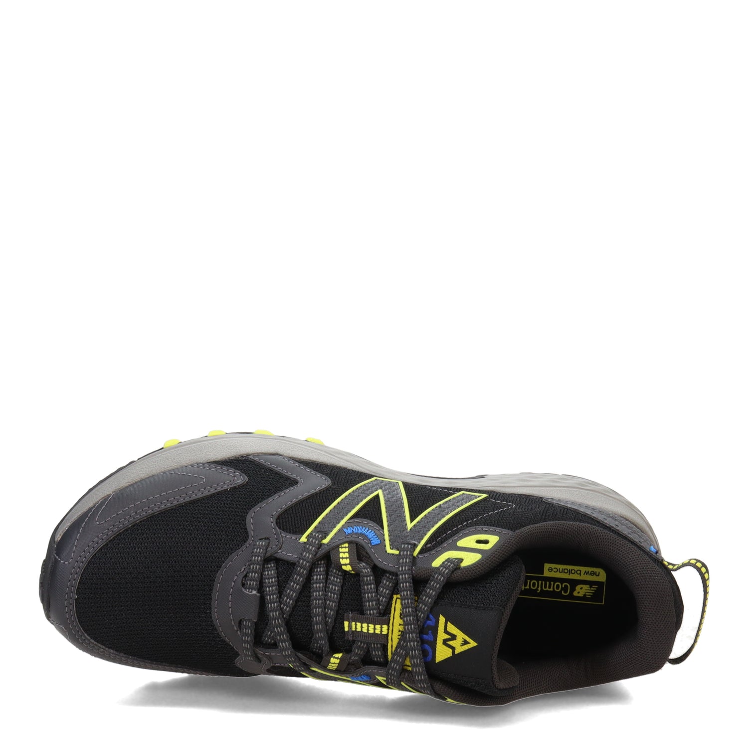 Peltz Shoes  Men's New Balance MT410V7 Trail Running Shoe BLACK YELLOW MT410BS7