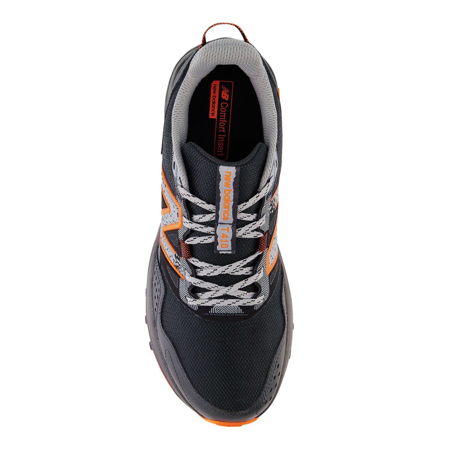 Peltz Shoes  Men's New Balance MT410V8 Trail Running Shoe Black/Cayenne MT410LO8