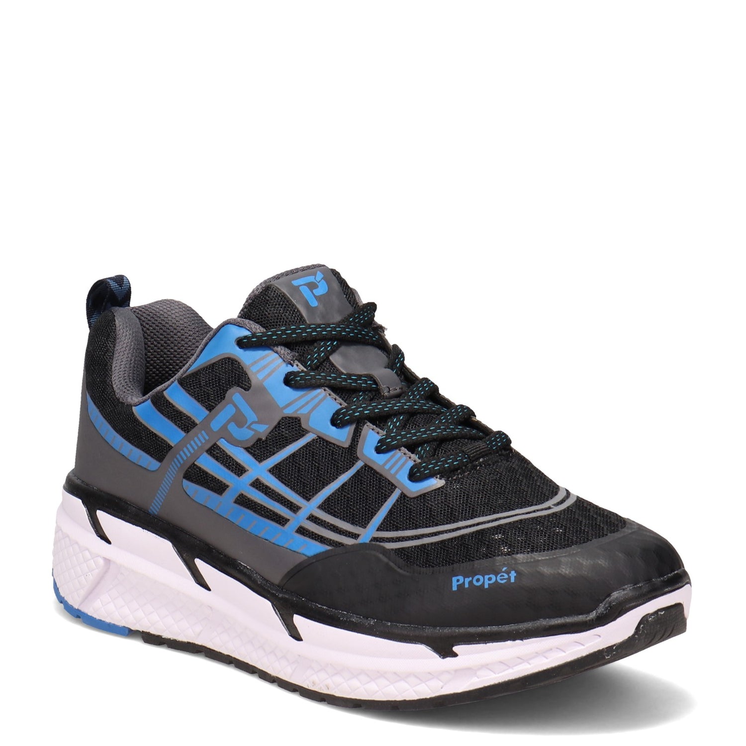 Peltz Shoes  Men's Propet Ultra Lace Walking Shoe BLACK / BLUE MAA202M-BLB