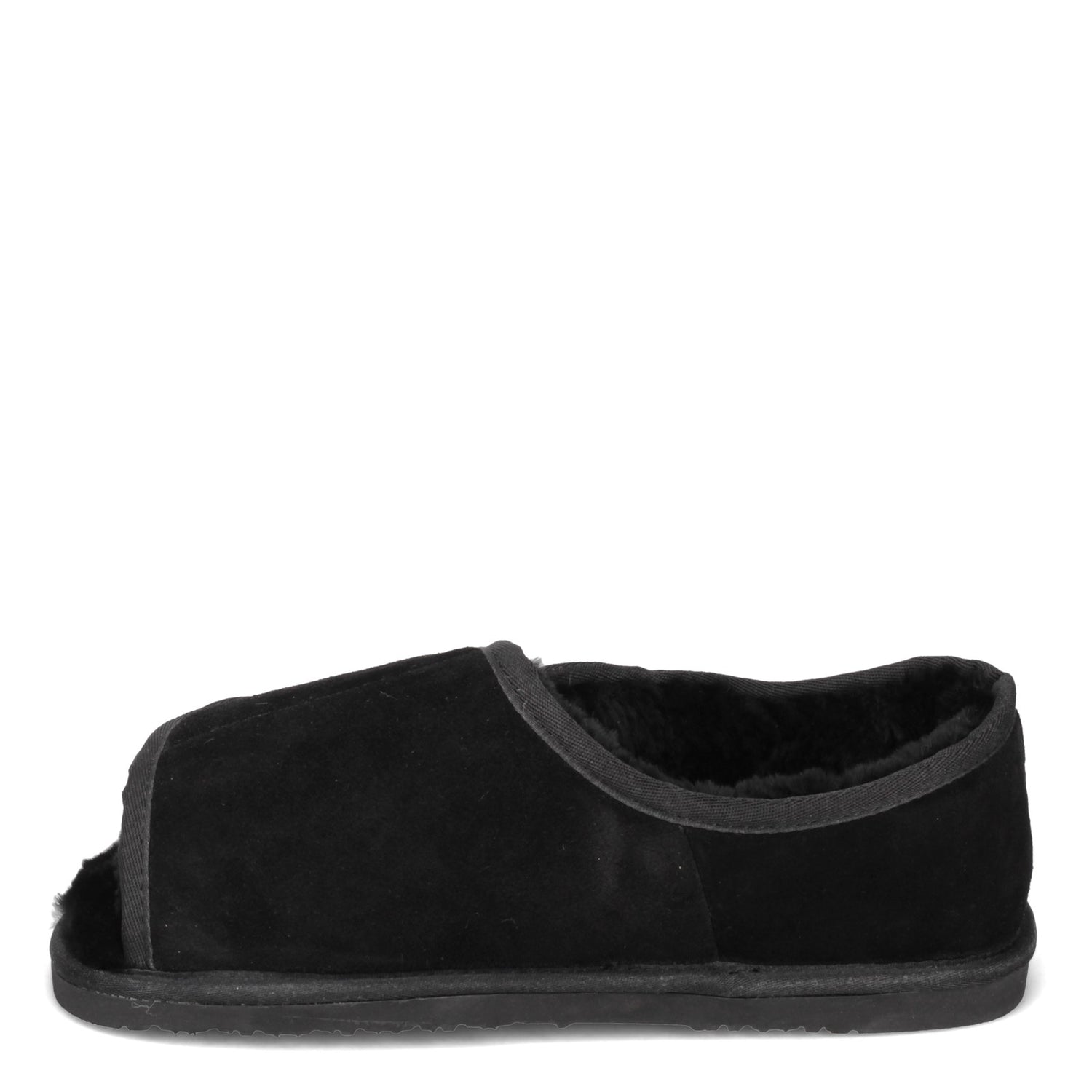 Peltz Shoes  Men's Lamo Open Toe Wrap Slipper - Wide Width BLACK MUM1018WBM-BLK