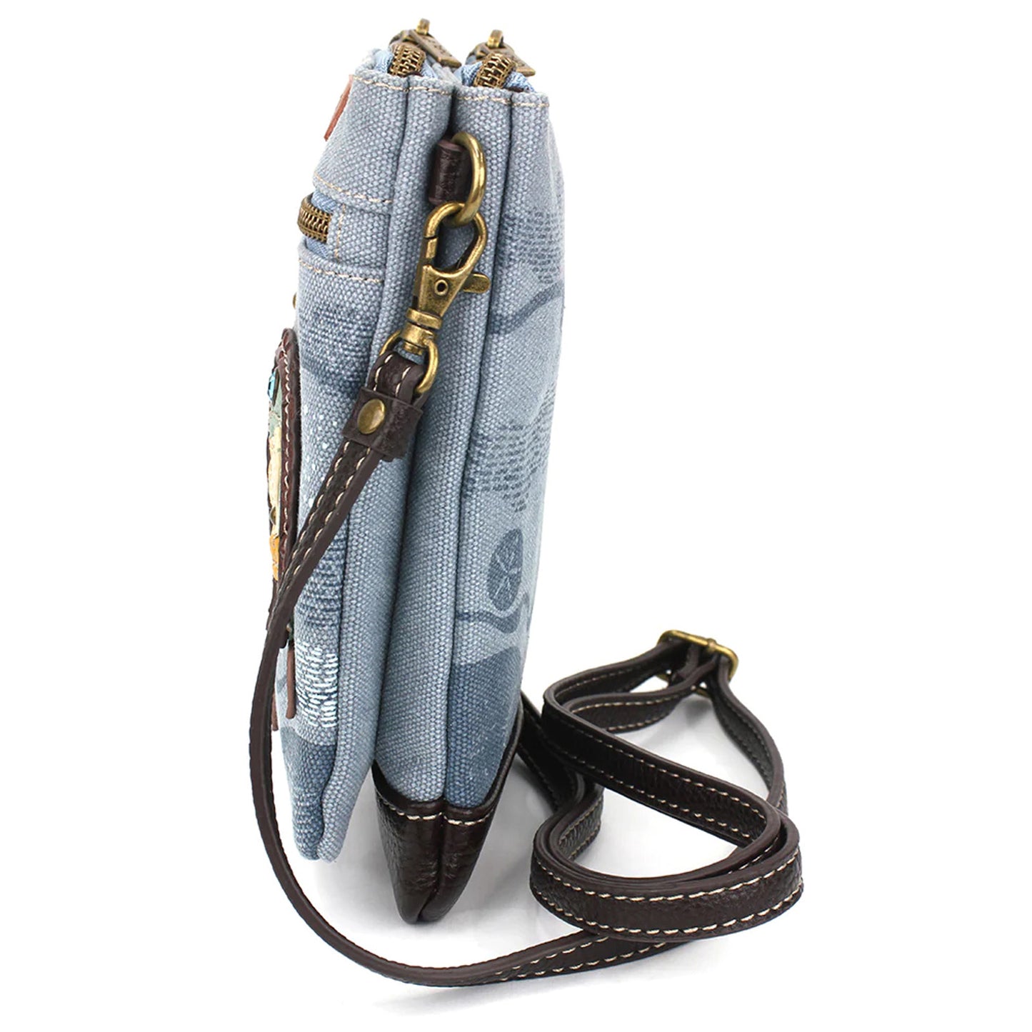 Peltz Shoes  Chala Double pocket Canvas Crossbody Bag Turtle N928TT1
