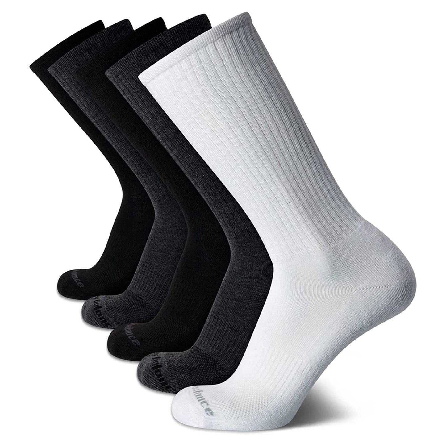 Peltz Shoes  Men's New Balance Athletic Crew Socks - 5 Pack White/Grey/Black NBM201CR06002