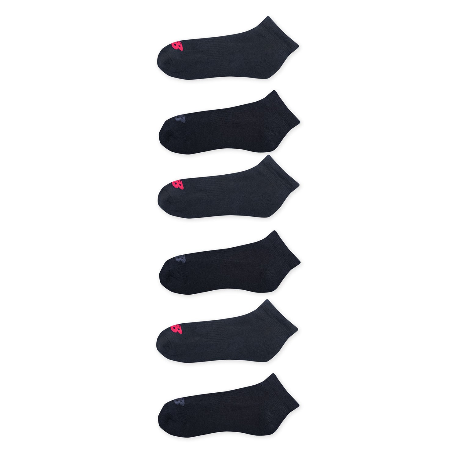 Peltz Shoes  Men's New Balance Athletic Quarter Socks - 6 Pack Black NBM201QT02002