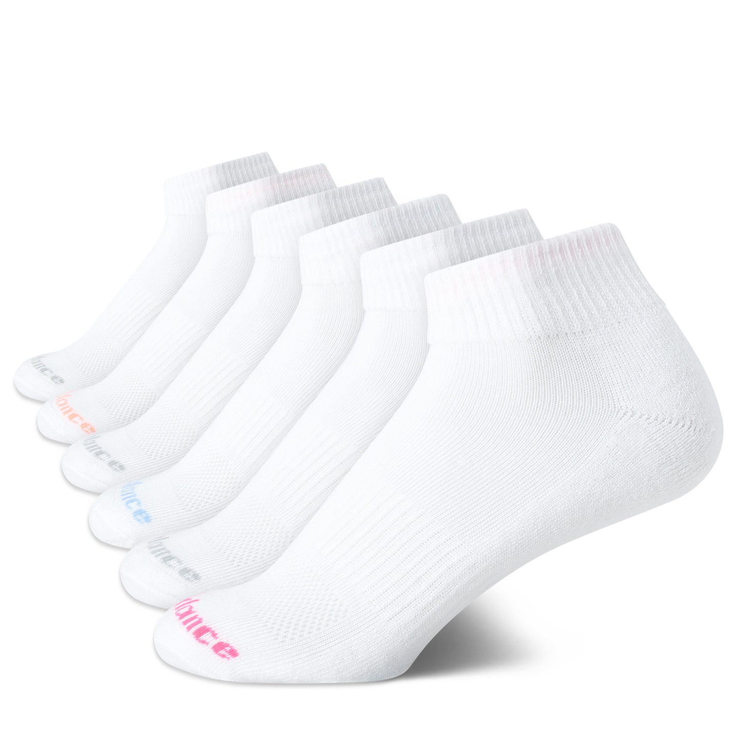 Peltz Shoes  Women's New Balance Performance Quarter Socks - 6 pairs White NBW201QT01001
