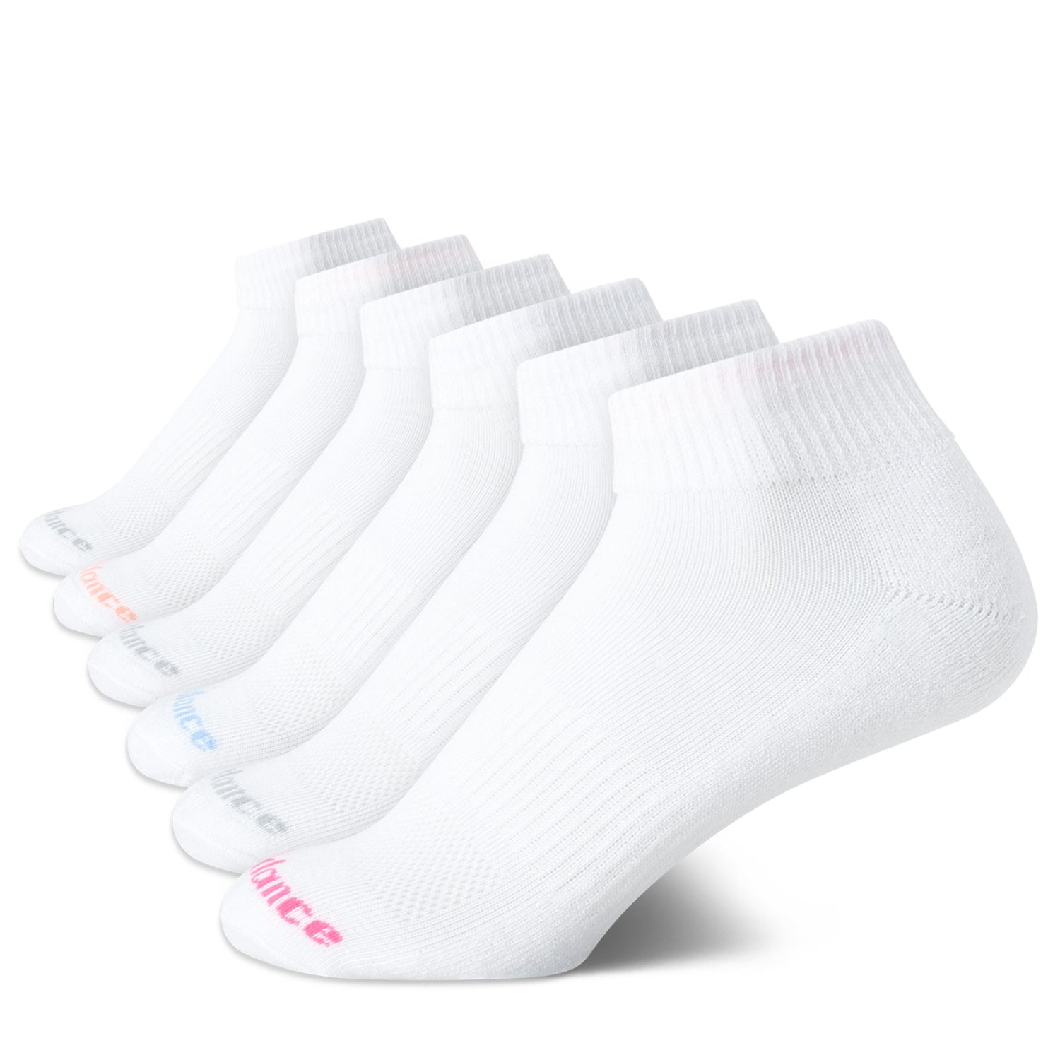 Peltz Shoes  Women's New Balance Performance Quarter Socks - 6 pairs White NBW201QT01001