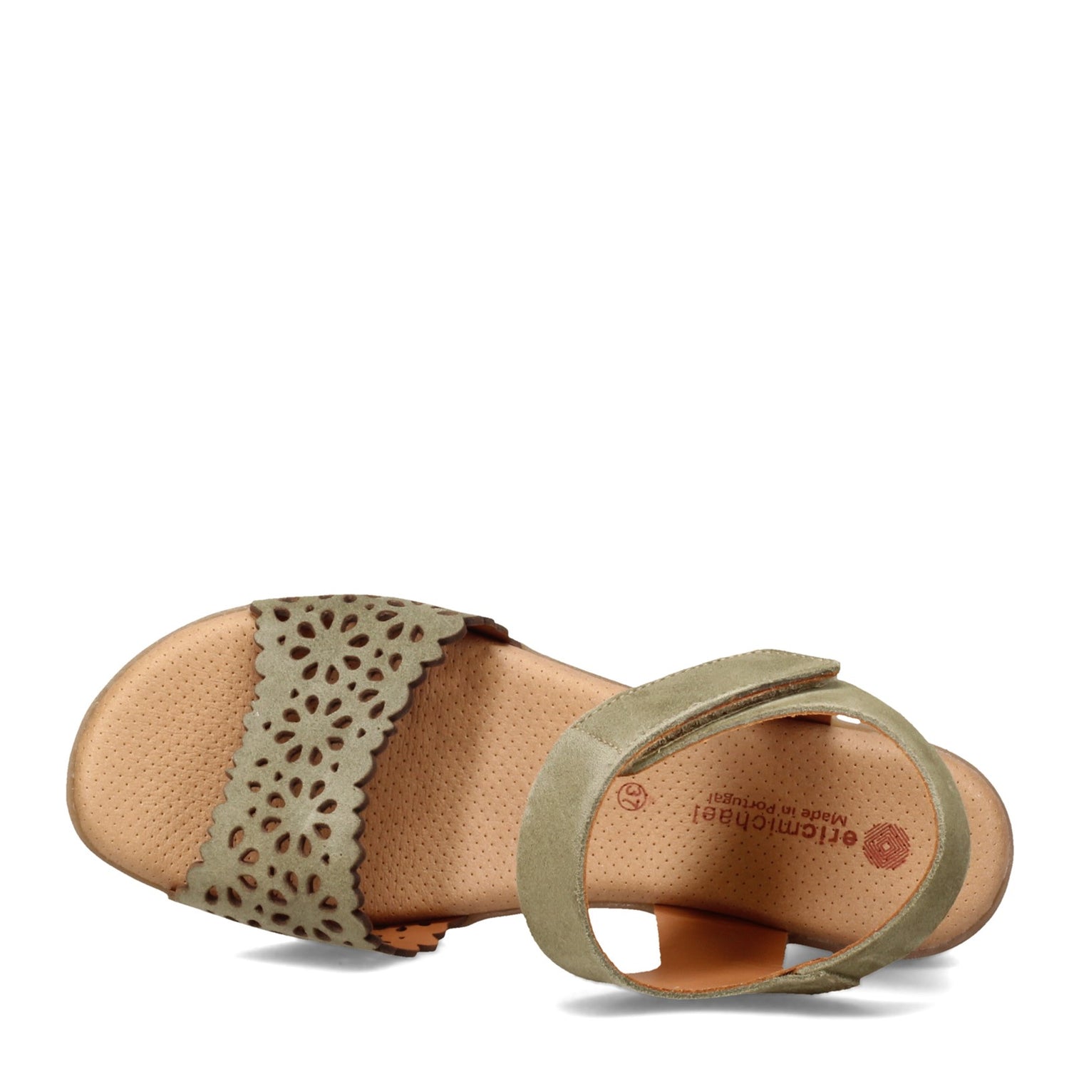 Peltz Shoes  Women's Eric Michael Norah Sandal GREEN NUBUCK NORAH-GREEN