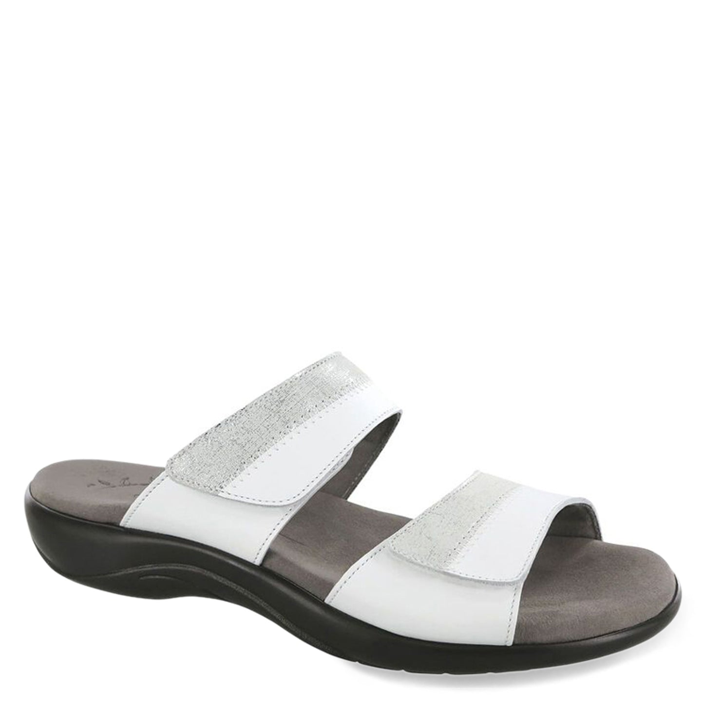 Peltz Shoes  Women's SAS Nudu Slide Sandal WHITE SILVER NUDU SLIDE WHIT