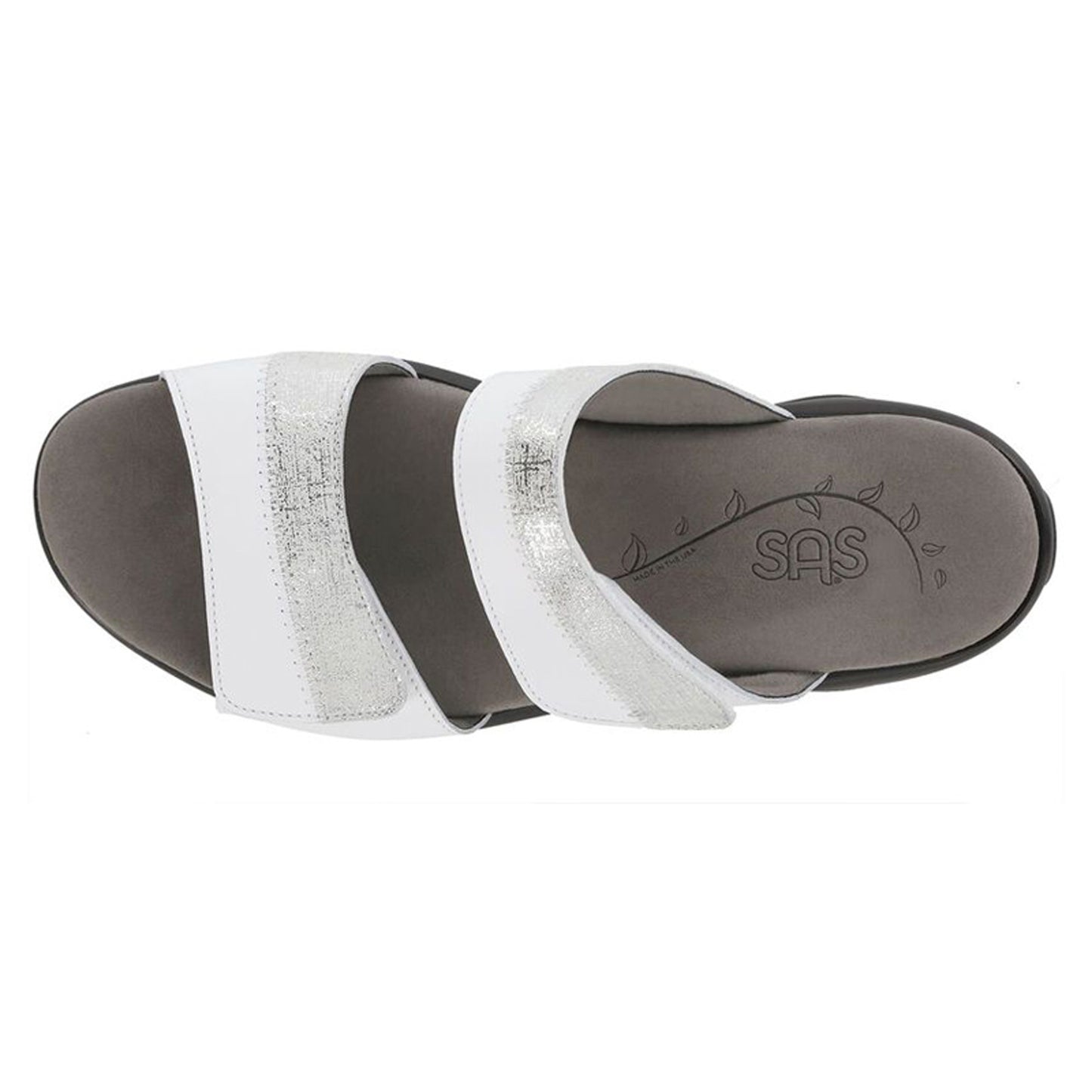 Peltz Shoes  Women's SAS Nudu Slide Sandal WHITE SILVER NUDU SLIDE WHIT