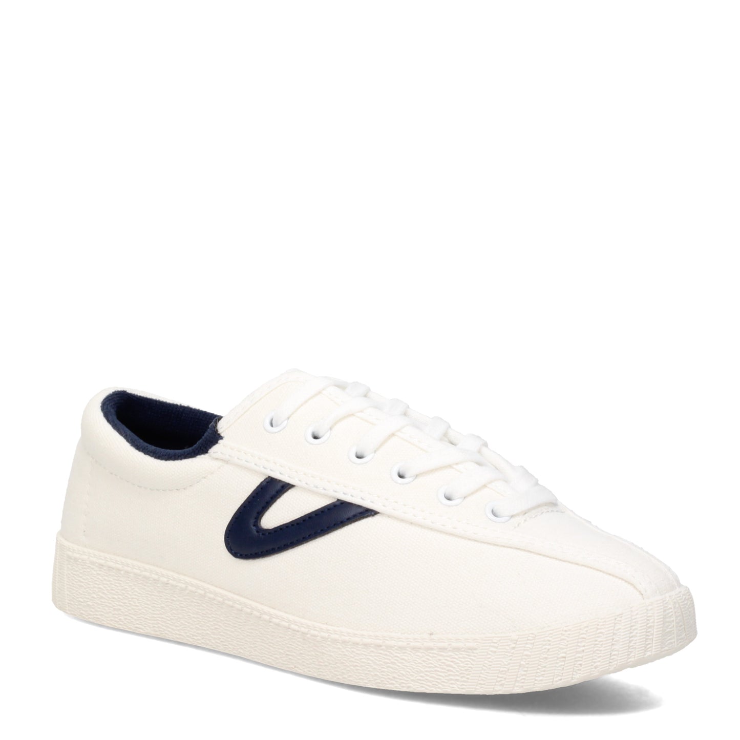 Peltz Shoes  Women's Tretorn Nylite Plus Canvas Sneaker WHITE/NAVY NYLITECA-WHTNAV