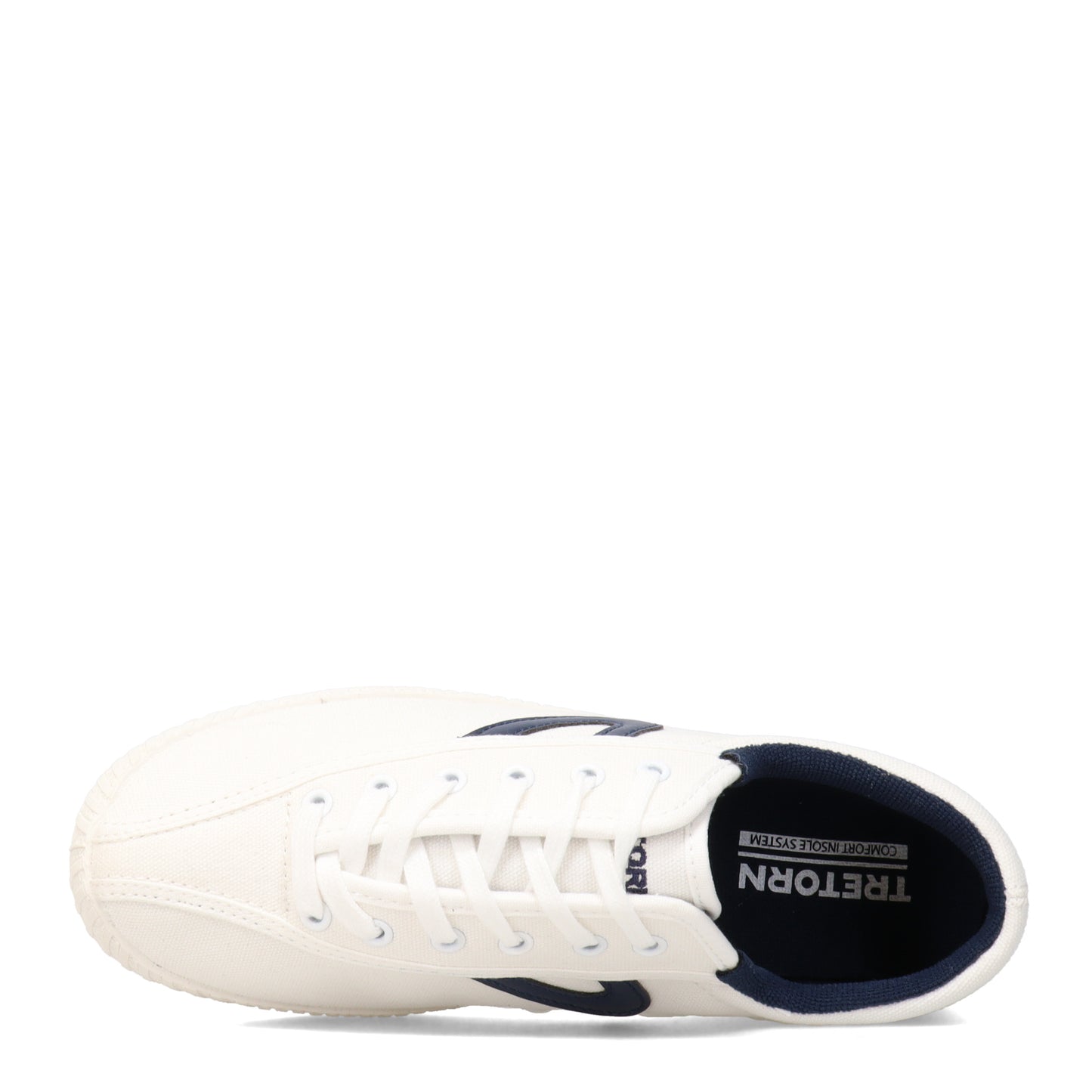 Peltz Shoes  Women's Tretorn Nylite Plus Canvas Sneaker WHITE/NAVY NYLITECA-WHTNAV