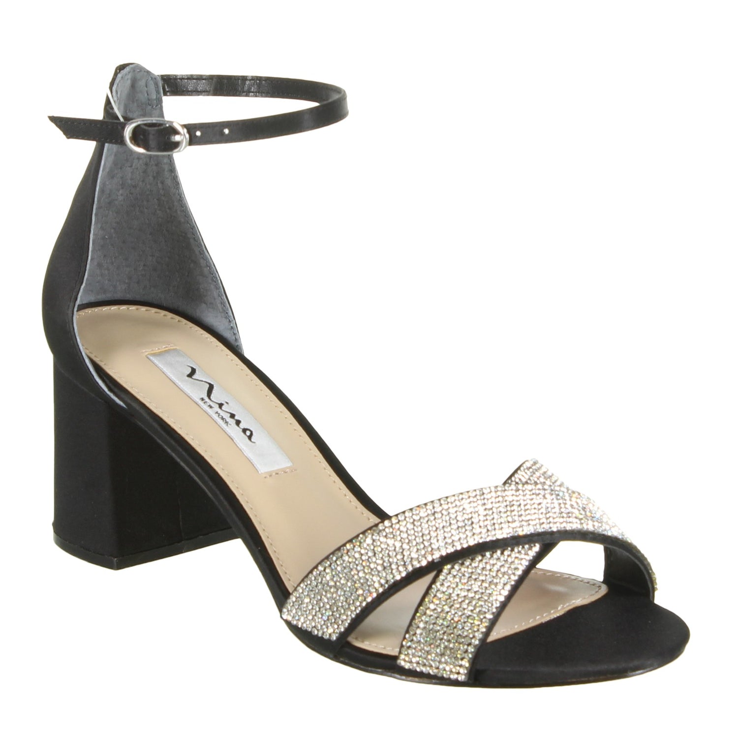 Peltz Shoes  Women's Nina Nolita Sandal BLACK SATIN NOLITA BLACK