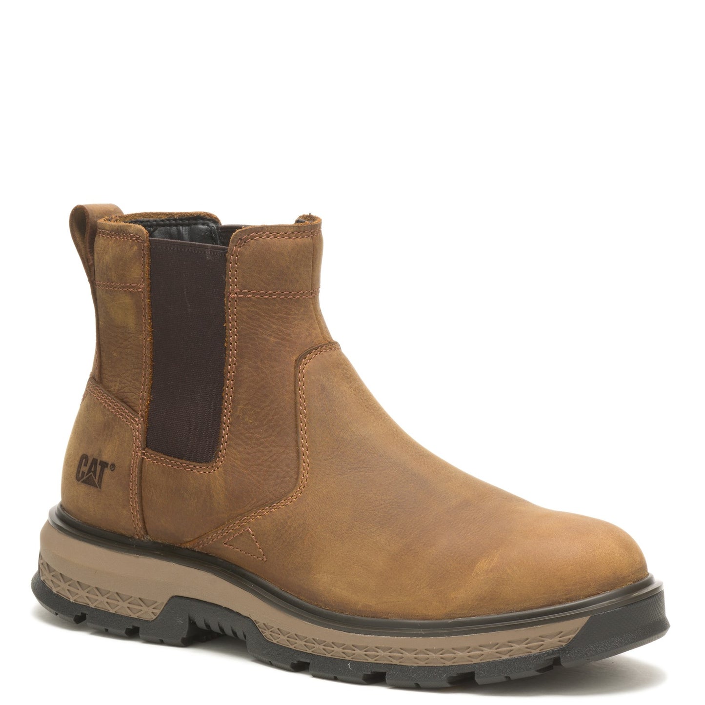 Peltz Shoes  Men's Caterpillar Exposition Chelsea Soft Toe Work Boot BROWN P51060