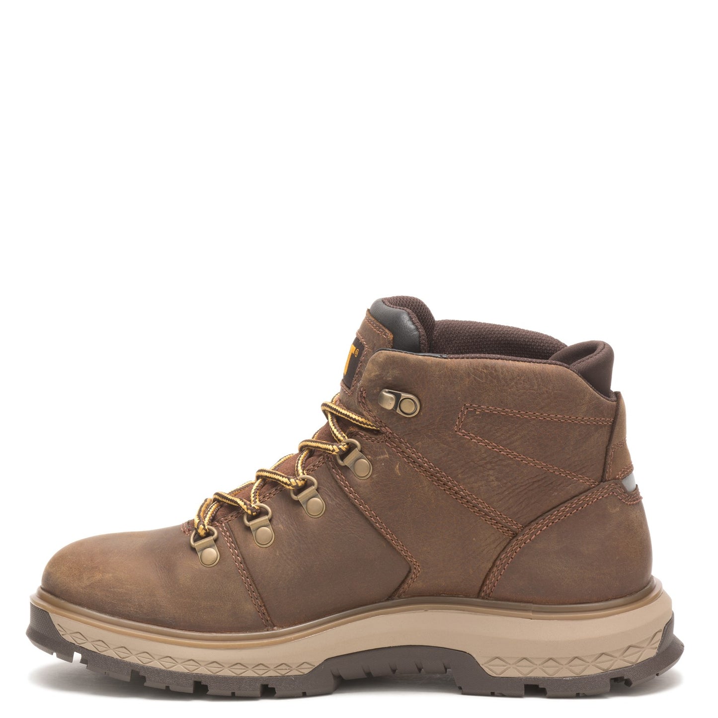 Peltz Shoes  Men's Caterpillar Exposition Hiker WP Soft Toe Work Boot BROWN P51061