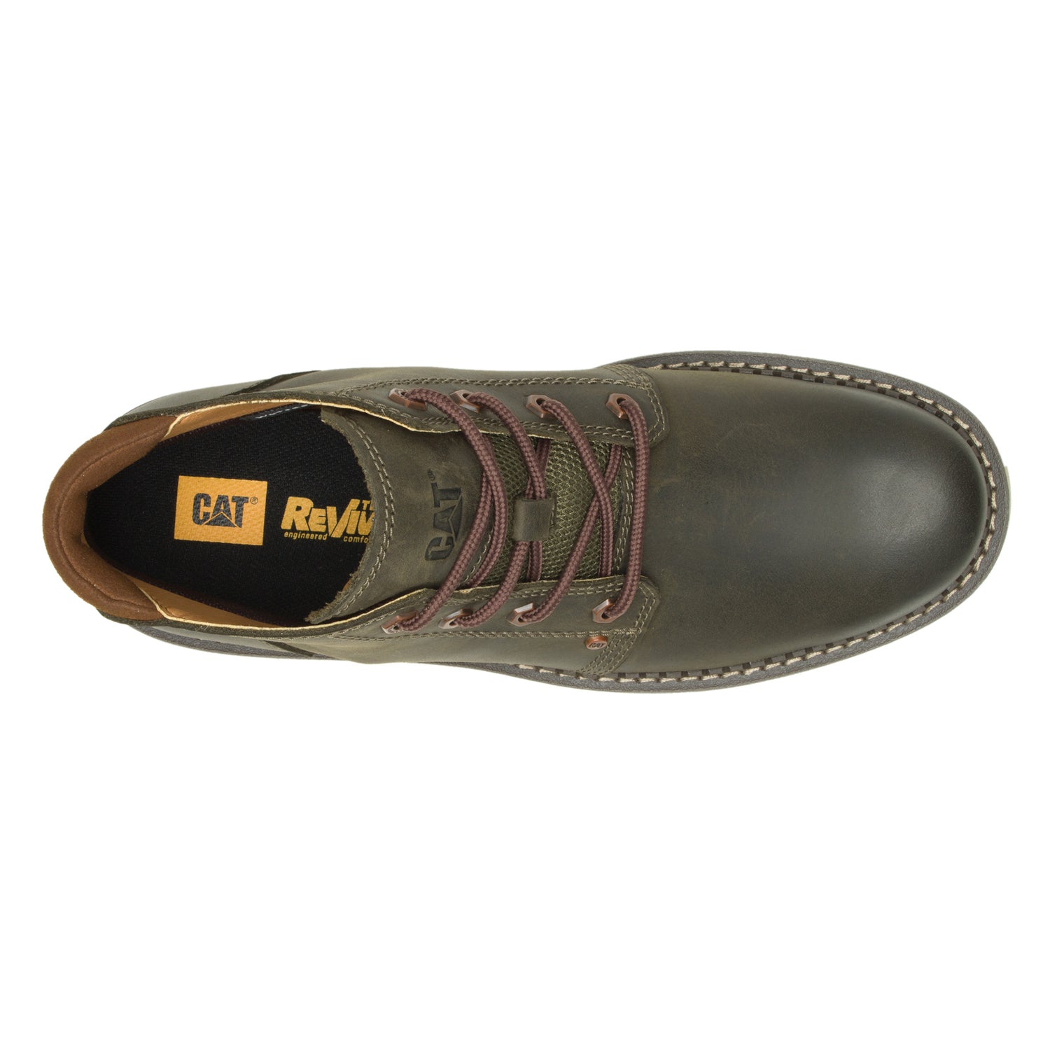 Peltz Shoes  Men's Caterpillar Covert Mid WP Work Boot OLIVE P725466