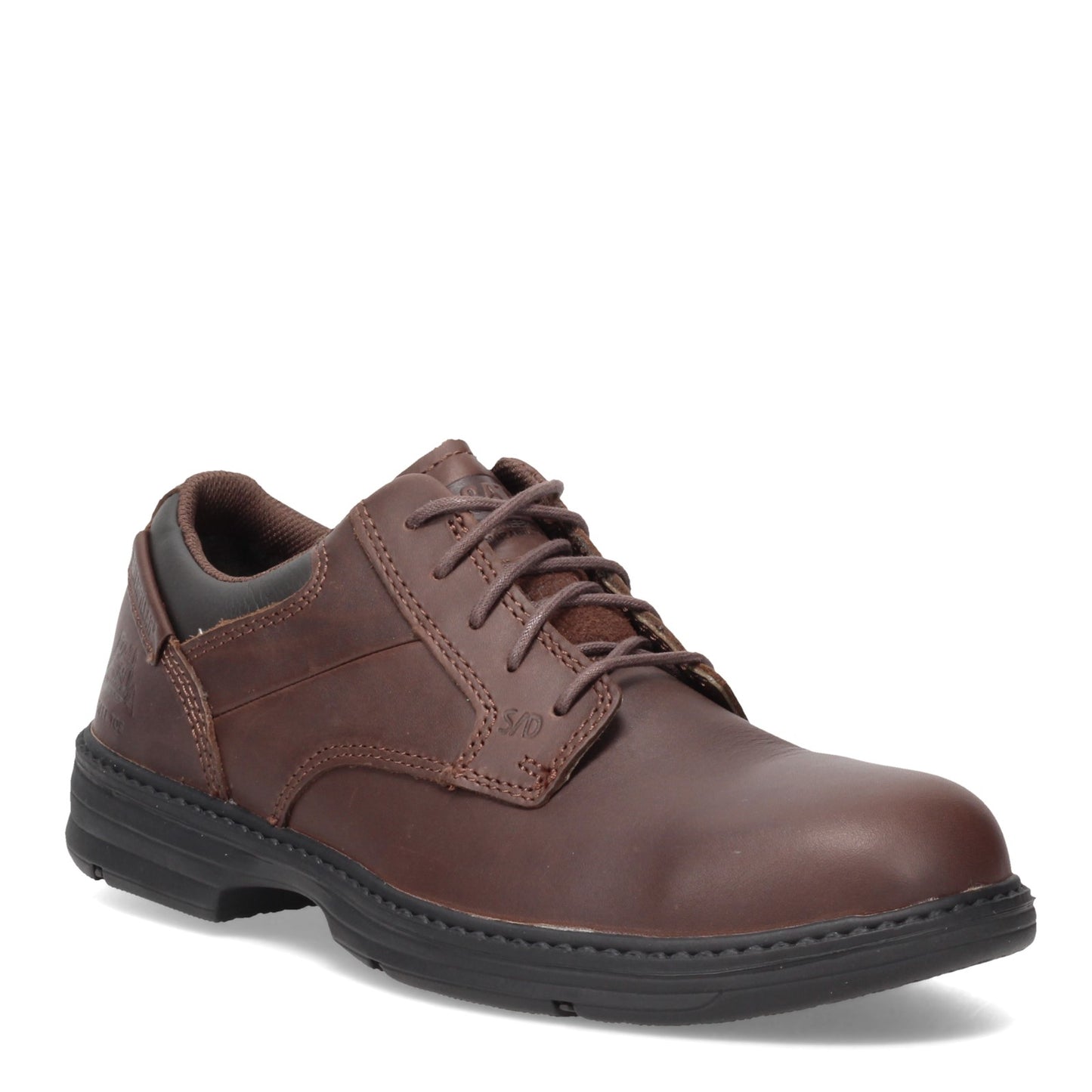 Peltz Shoes  Men's Caterpillar Oversee Steel Toe Work Shoe DARK BROWN P90016