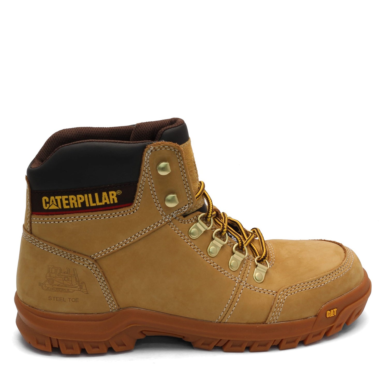 Peltz Shoes  Men's Caterpillar Outline Steel Toe Work Boot HONEY P90801