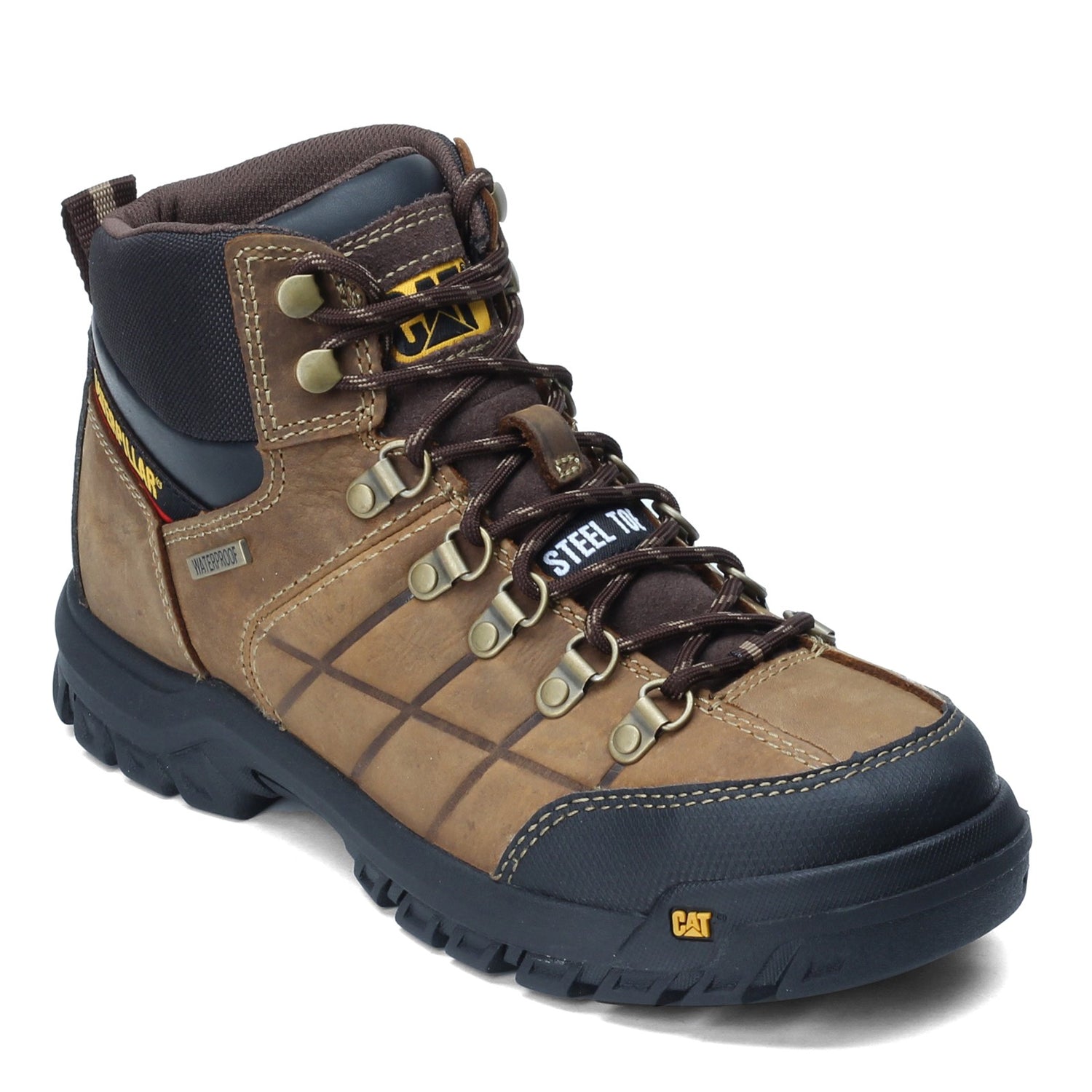 Peltz Shoes  Men's Caterpillar Threshold Waterproof Work Boot BROWN P90935