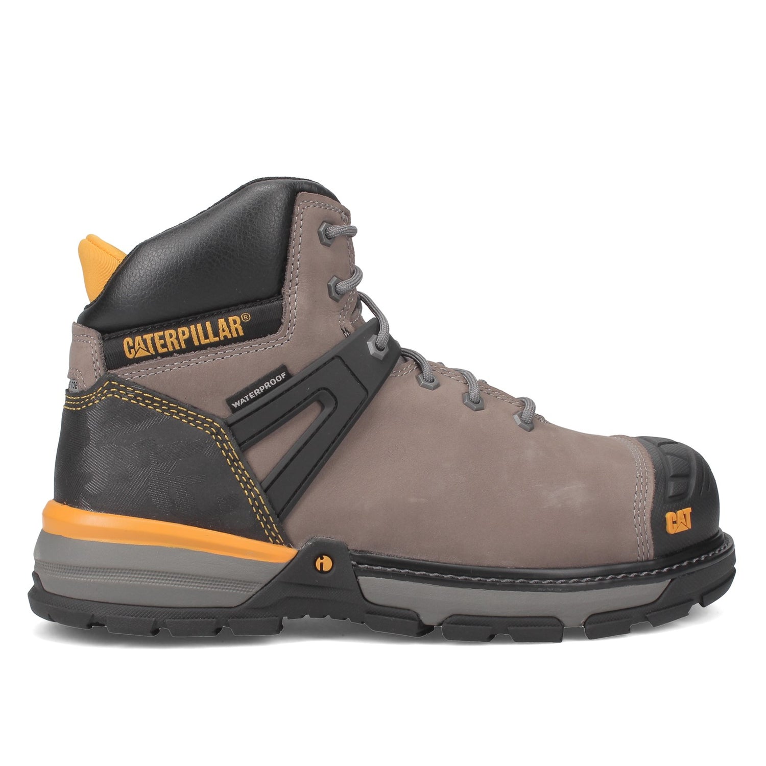 Peltz Shoes  Men's Caterpillar Excavator Superlite Waterproof Nano Toe Work Boot PEWTER P91197