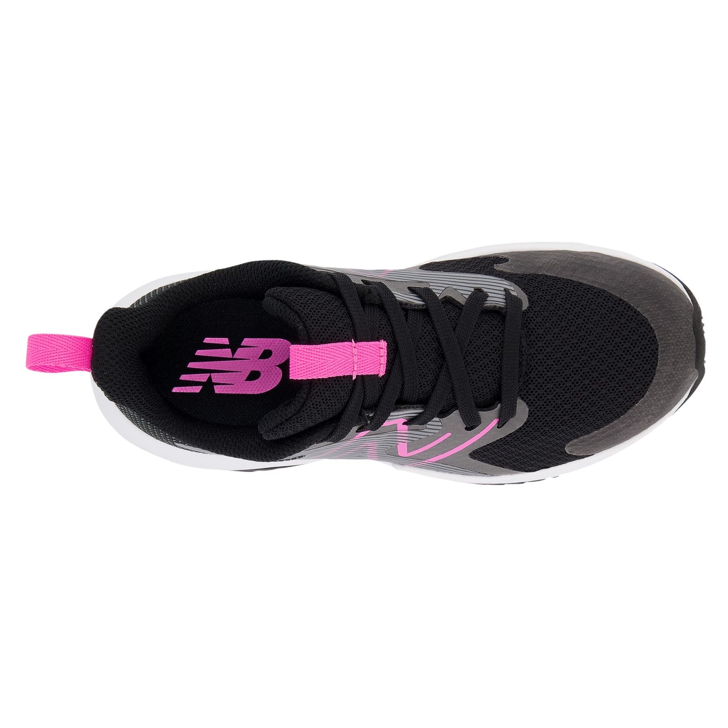 Peltz Shoes  Girl's New Balance Rave Run v2 Sneaker - Little Kid BLACK PINK PKRAVBP2