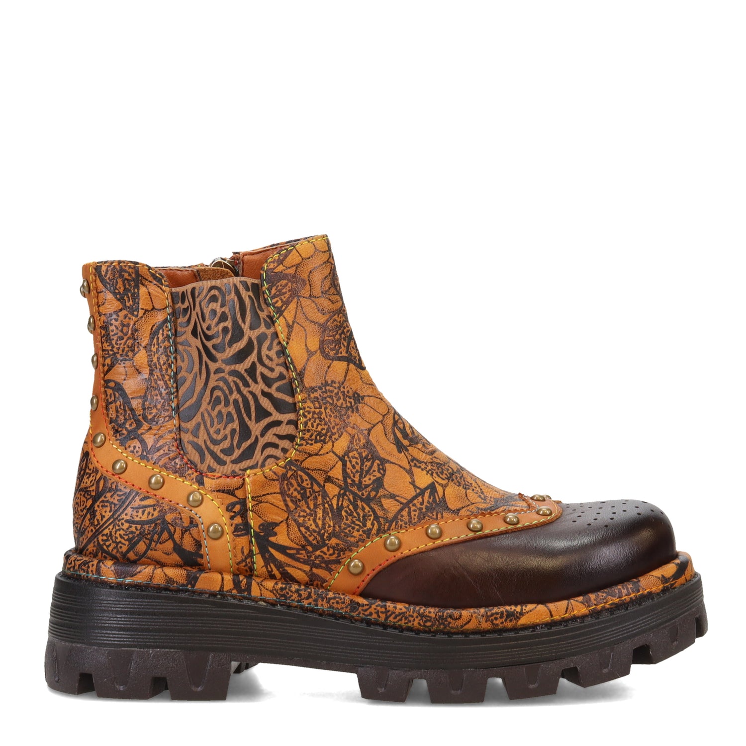 Peltz Shoes  Women's L'Artiste by Spring Step Pompadour Boot Brown Multi POMPADOUR-BRM
