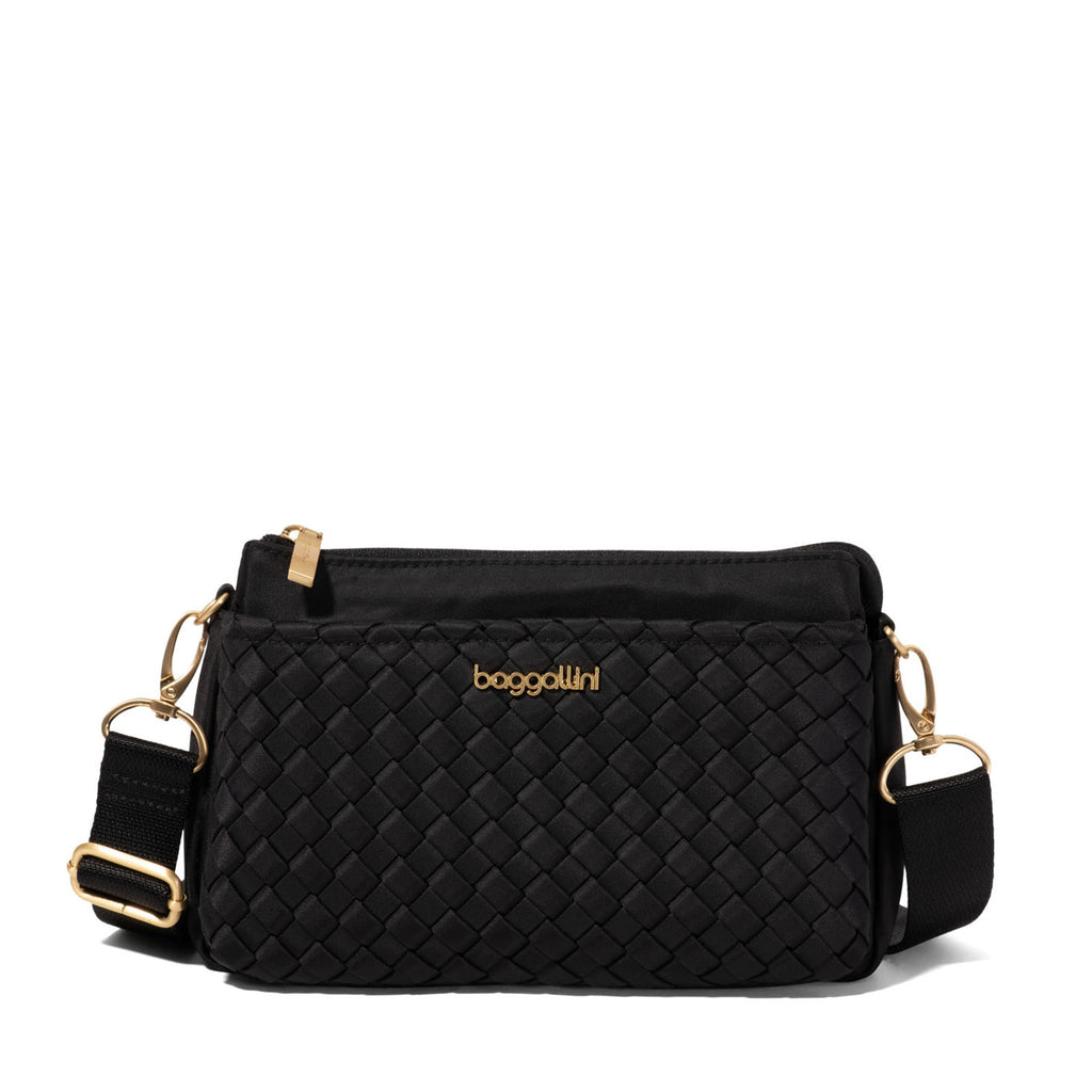 Baggallini Perry Woven Crossbody Bag BLACK PRW157-BLACK
