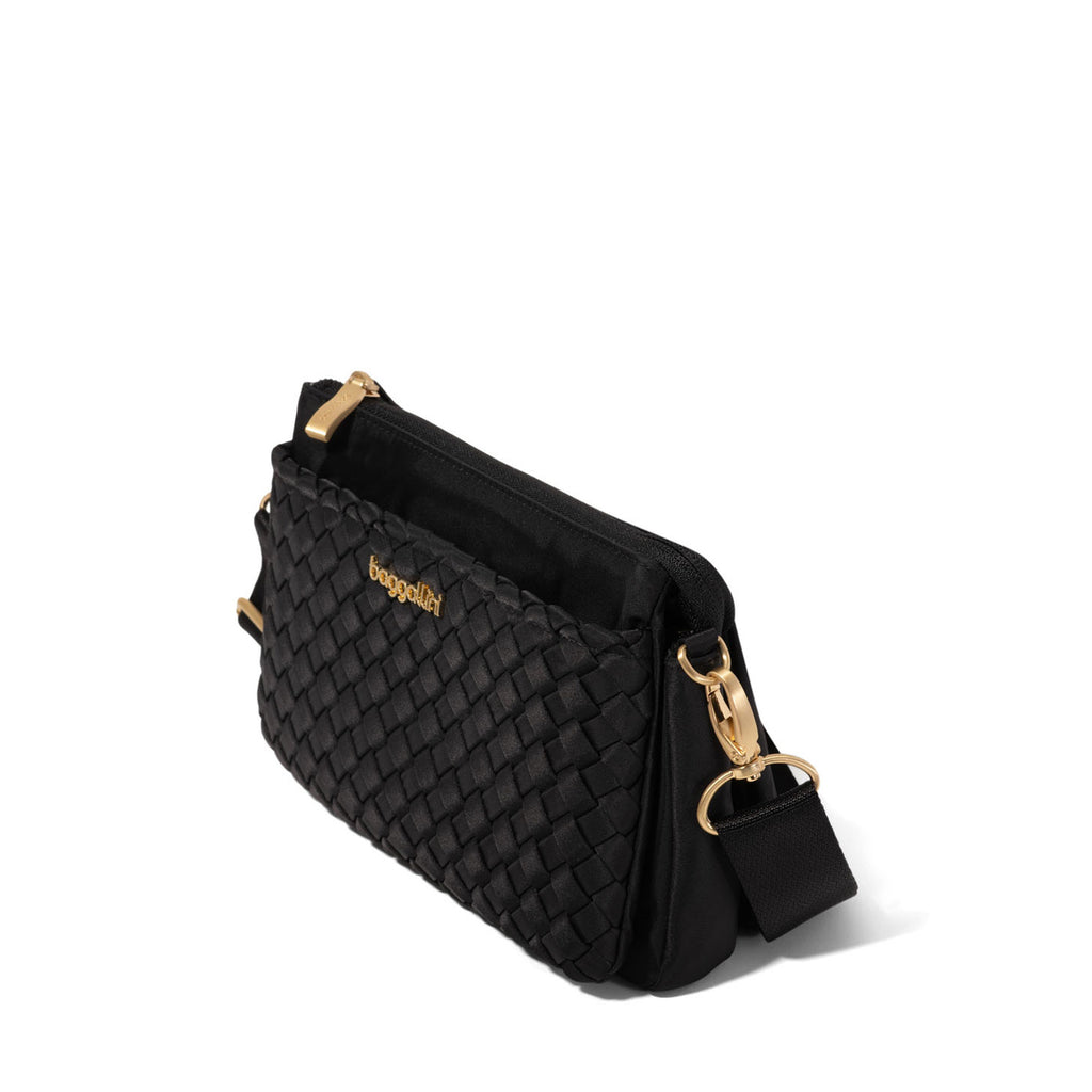 Baggallini Perry Woven Crossbody Bag BLACK PRW157-BLACK