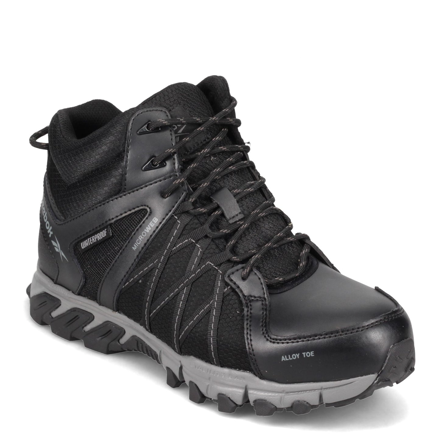 Peltz Shoes  Men's Reebok Work Trail Grip Mid Waterproof BLACK RB3401