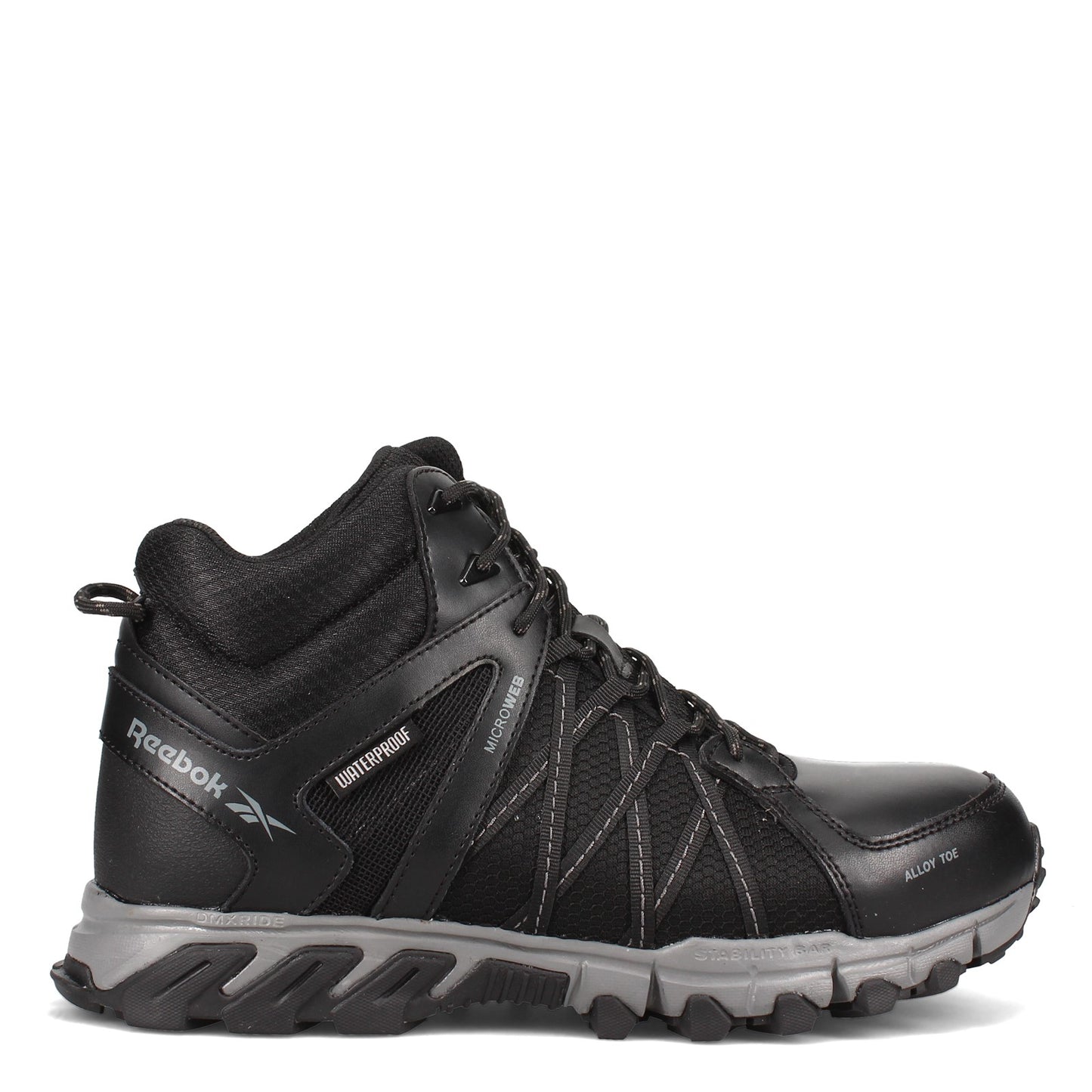 Peltz Shoes  Men's Reebok Work Trail Grip Mid Waterproof BLACK RB3401