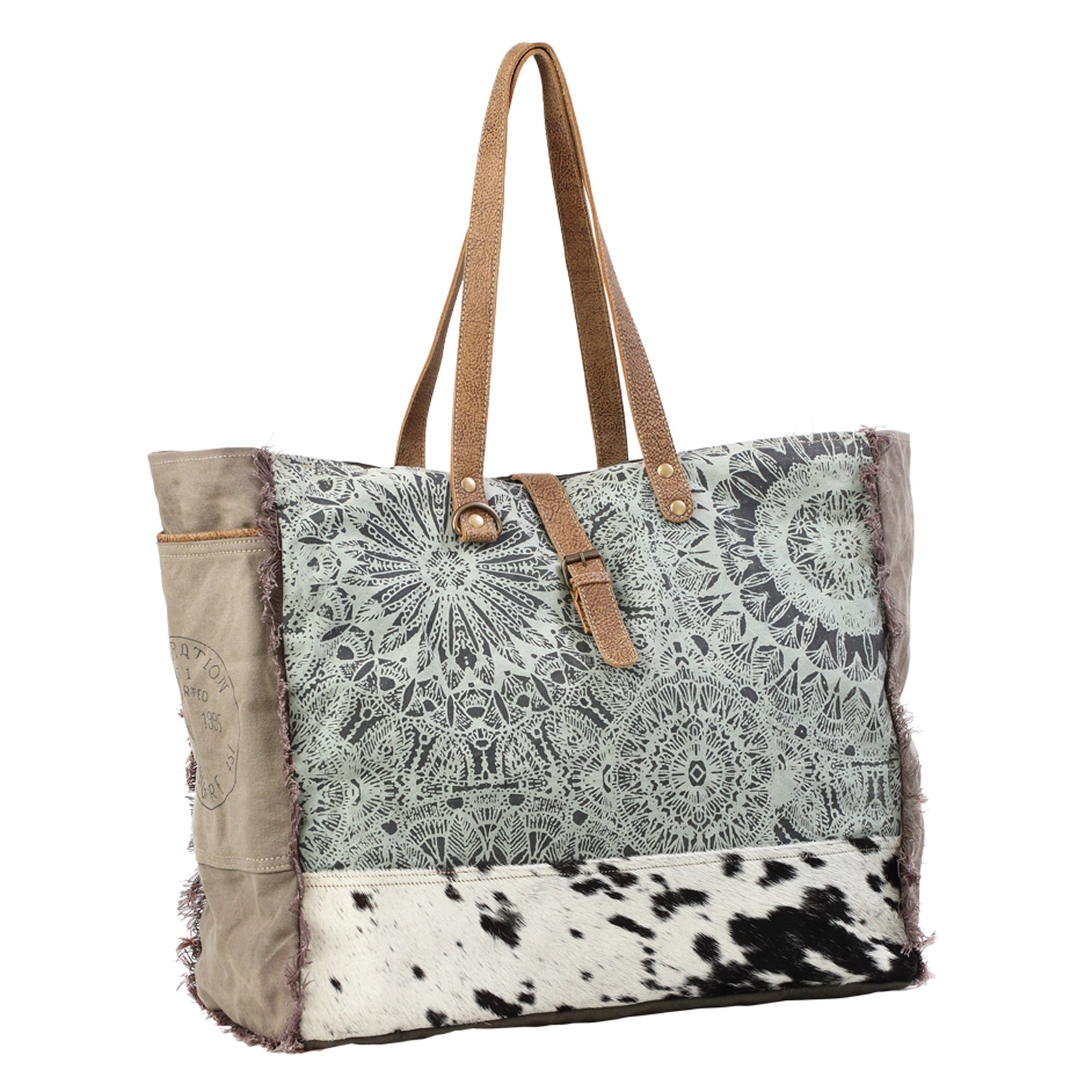 Peltz Shoes  Myra Bag Floral Print Weekender Bag Grey Multi S-1192
