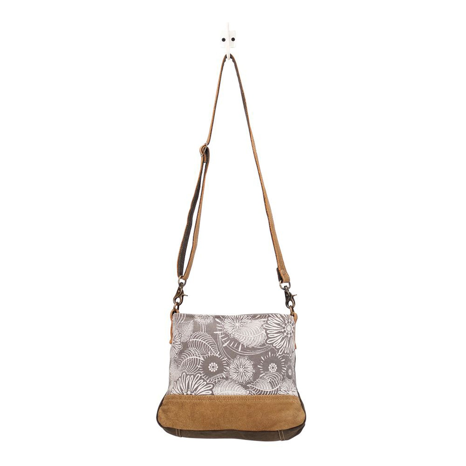 Peltz Shoes  Myra Bag Saplings Shoulder Bag GREY TAN S-1469