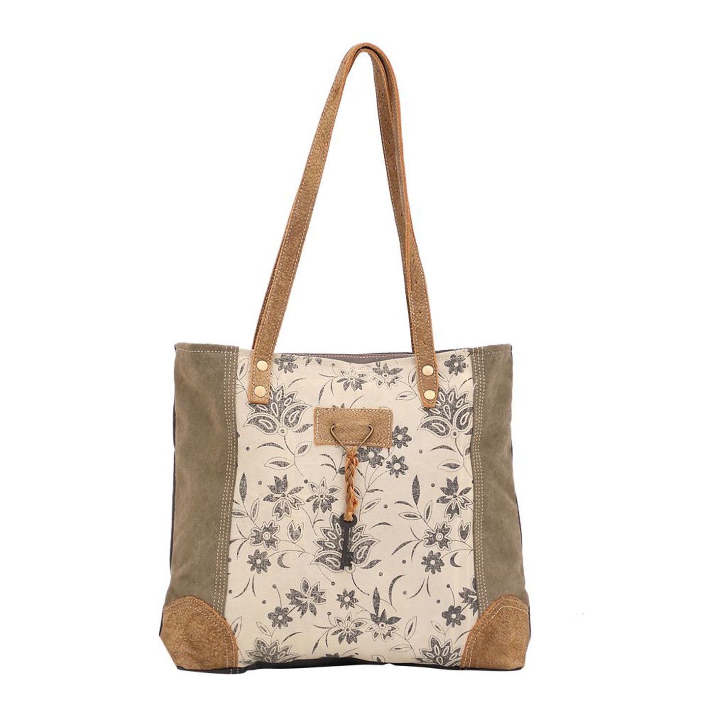 Peltz Shoes  Myra Bag Unique Key Tote Bag GREY BEIGE S-1522