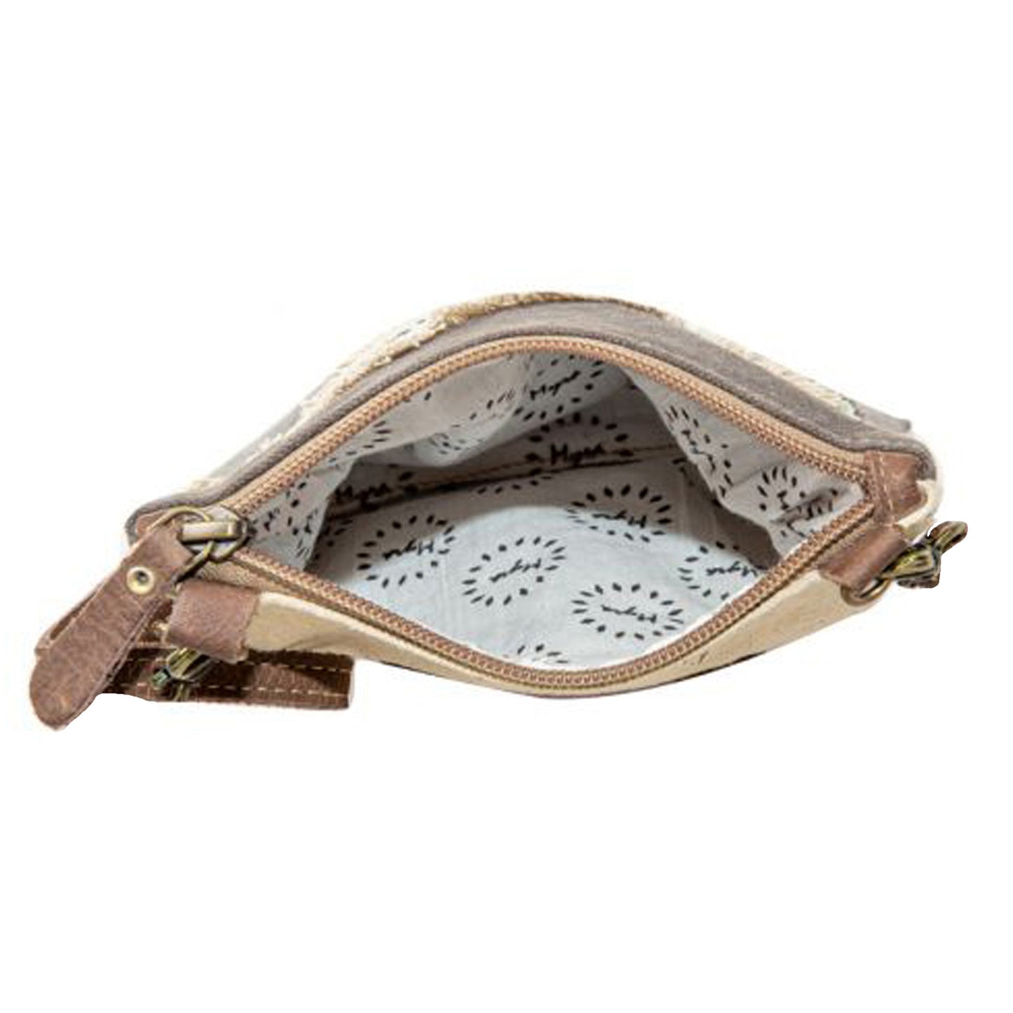 Peltz Shoes  Myra Bag World Travels Small Crossbody Grey/Cream S-7888