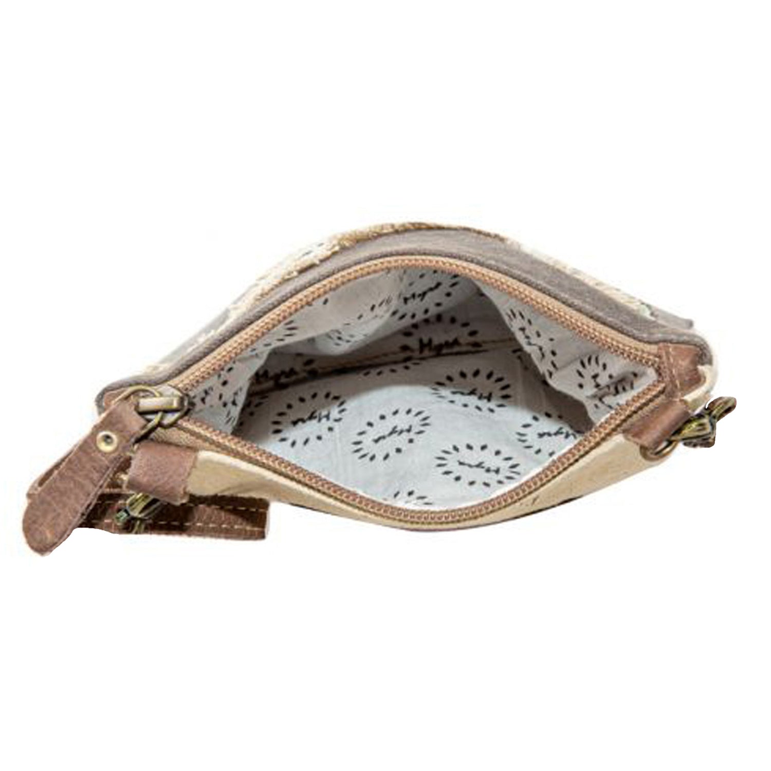 Peltz Shoes  Myra Bag World Travels Small Crossbody Grey/Cream S-7888