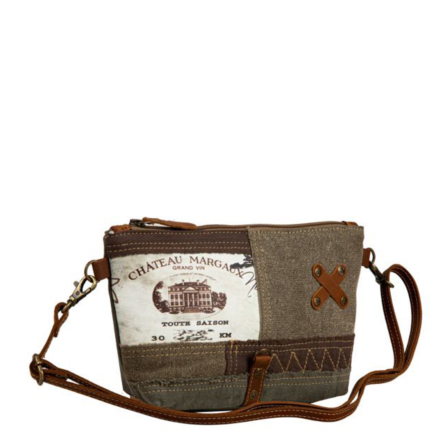 Peltz Shoes  Myra Bag Francais Pathway Small Crossbody Bag Brown S-7899