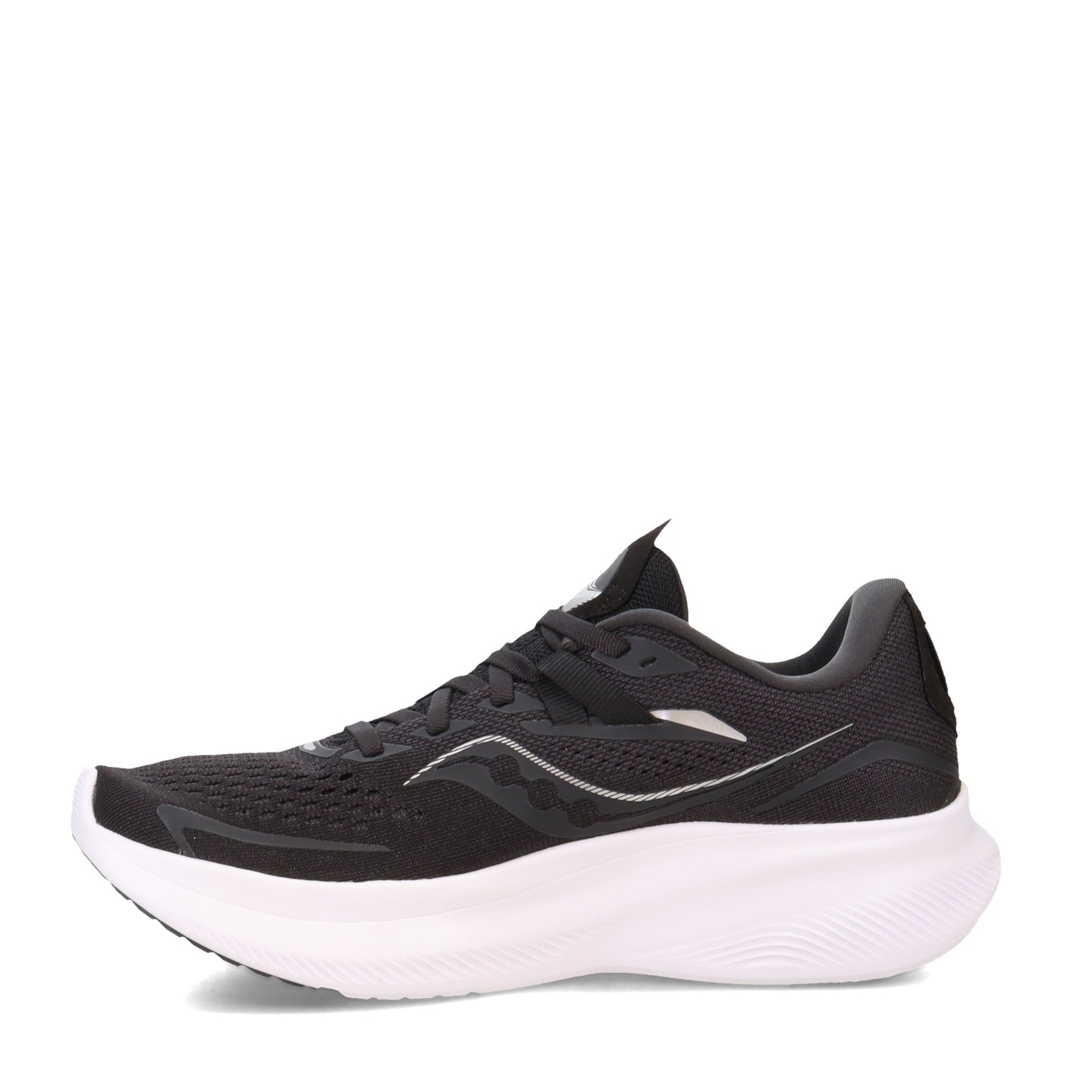 Peltz Shoes  Women's Saucony Ride 15 Sneaker BLACK WHITE S10729-05