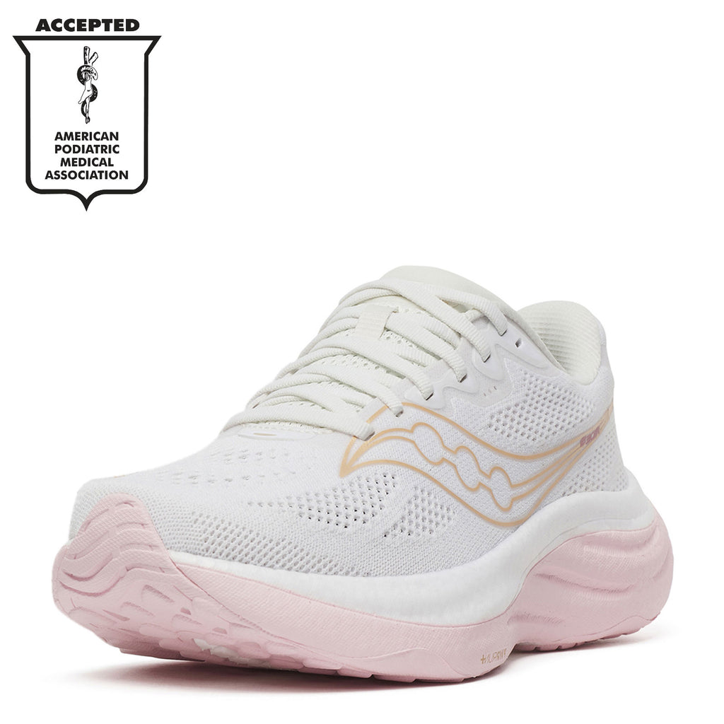 Women's Saucony Ride 19 Running Shoe - Wide Width WHITE / SILK S11056-151
