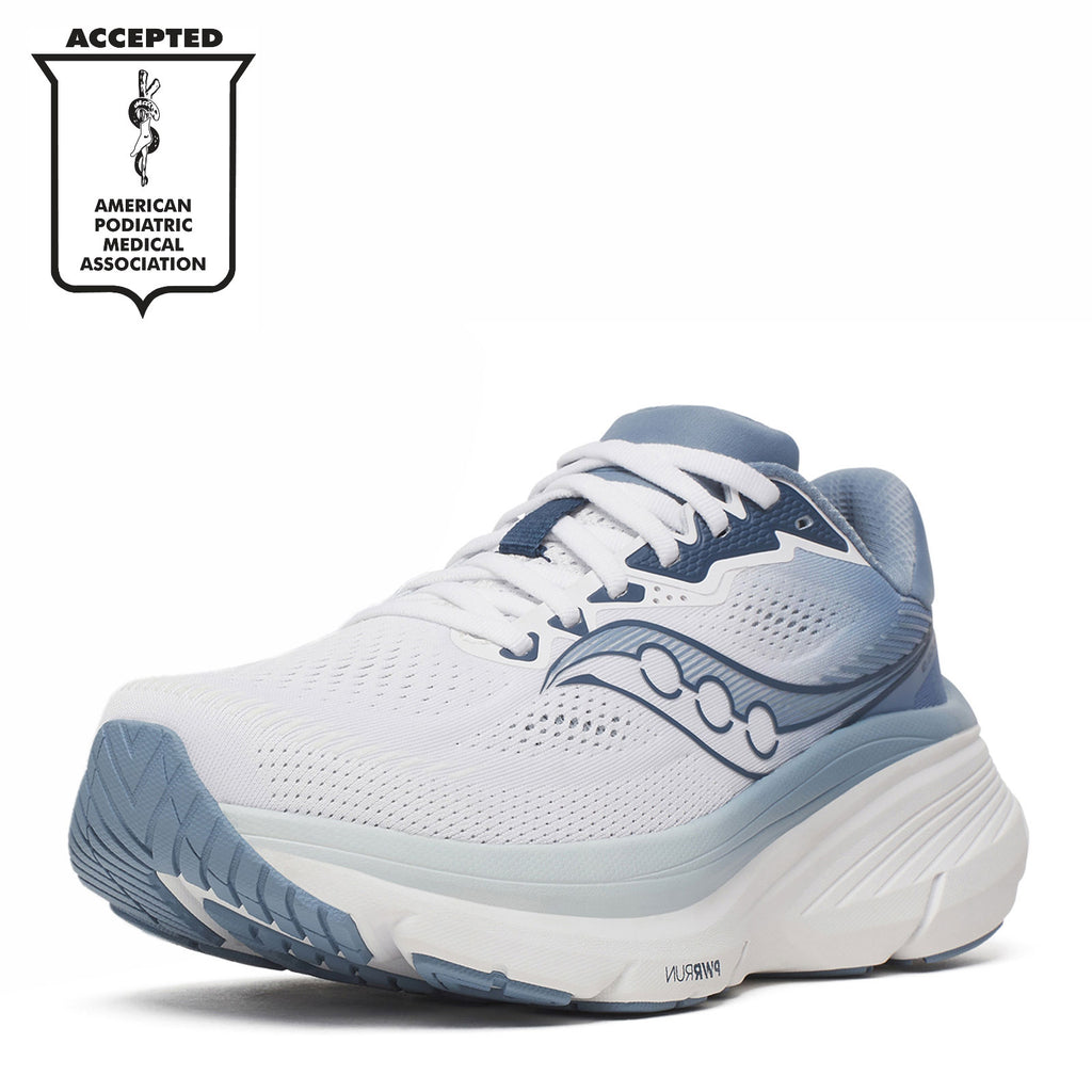 Women's Saucony Guide 19 Running Shoe - Wide Width WHITE / STORM S11059-149