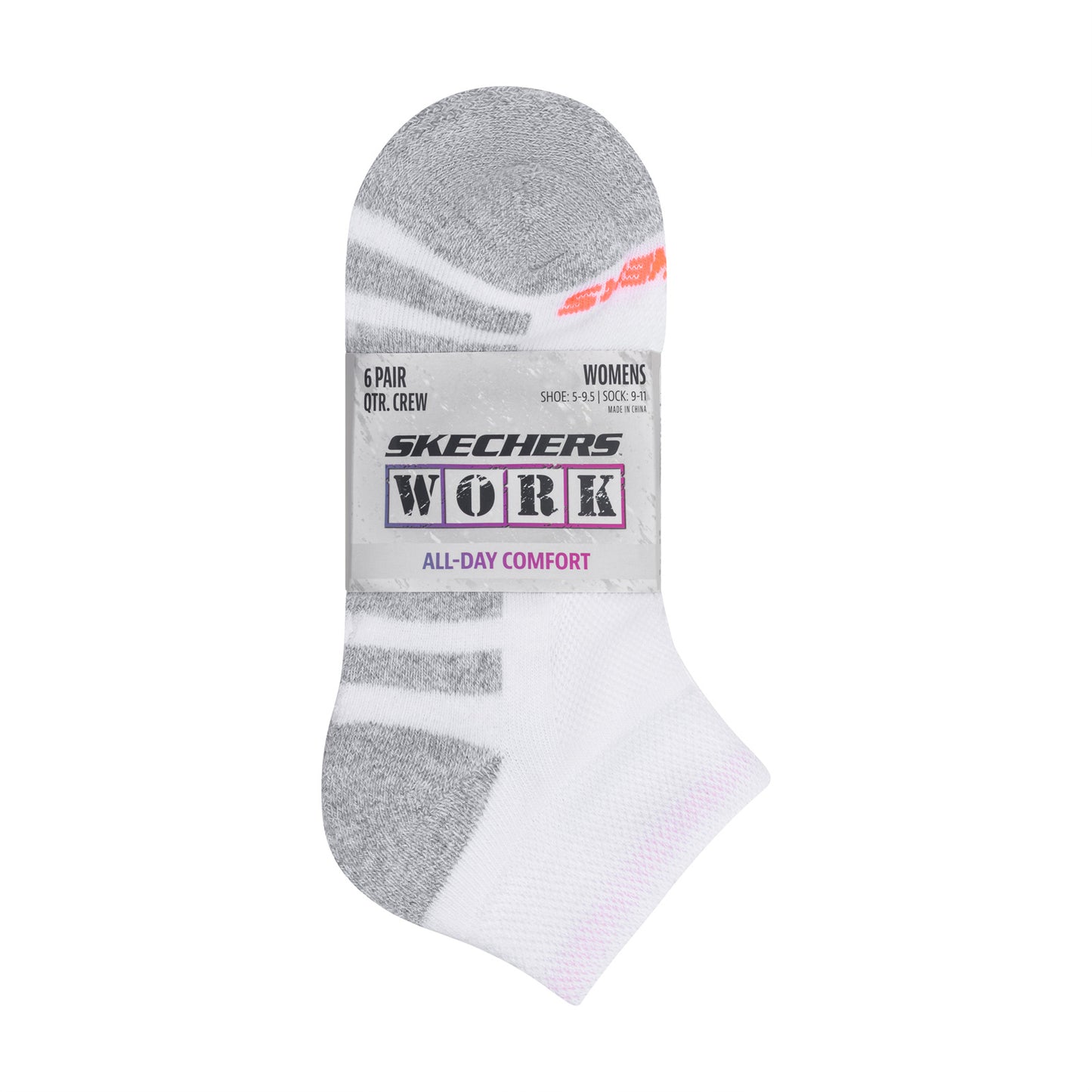 Peltz Shoes  Women’s Skechers Quarter Socks – 6 Pair White Multi S113985-101