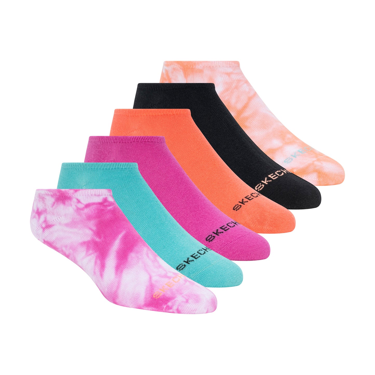 Peltz Shoes  Women’s Skechers No Show Socks – 6 Pair Tie Dye S116986-690