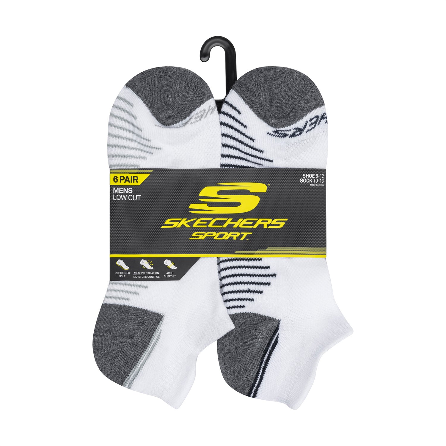 Peltz Shoes  Men’s Skechers Low Cut Socks – 6 Pair White S116987-117