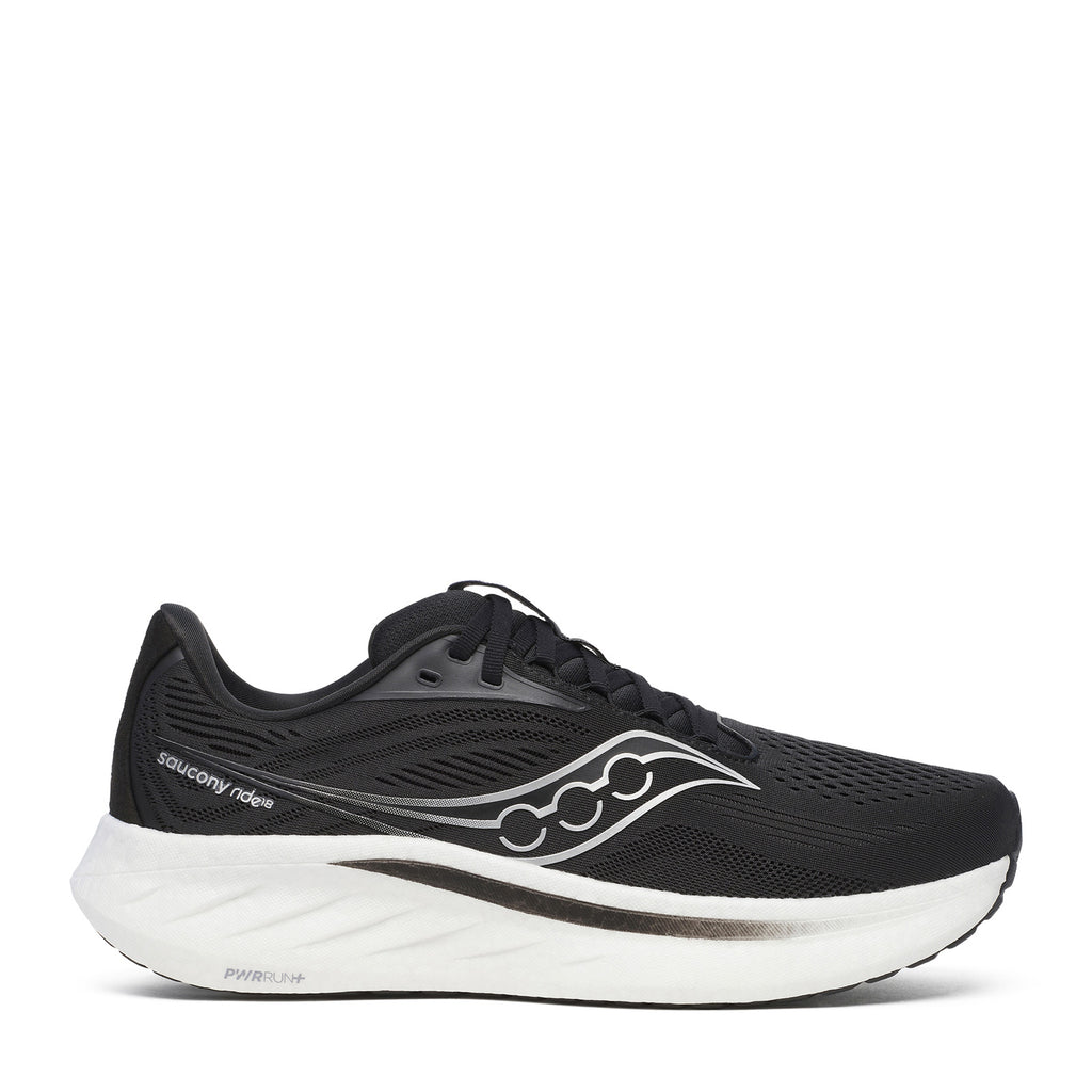 Men's Saucony Ride 18 Running Shoe BLACK  WHITE S21000-100
